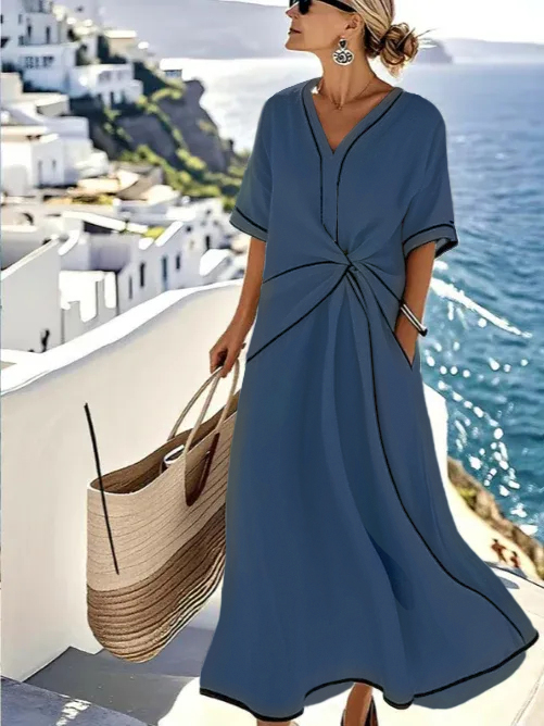 🔥 DÉSTOCKAGE – Robe encolure V, coupe tendance