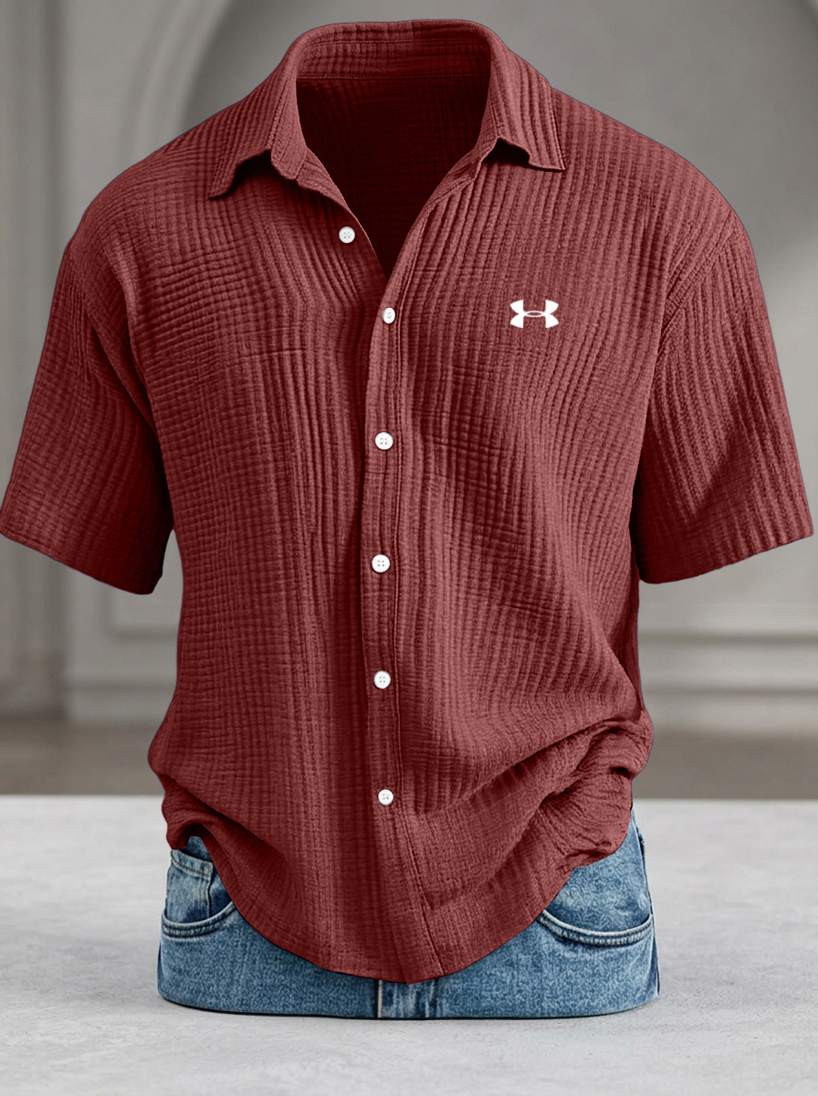 Chemise homme coupe ample – Manches courtes, coton pur, texture fraîche au toucher