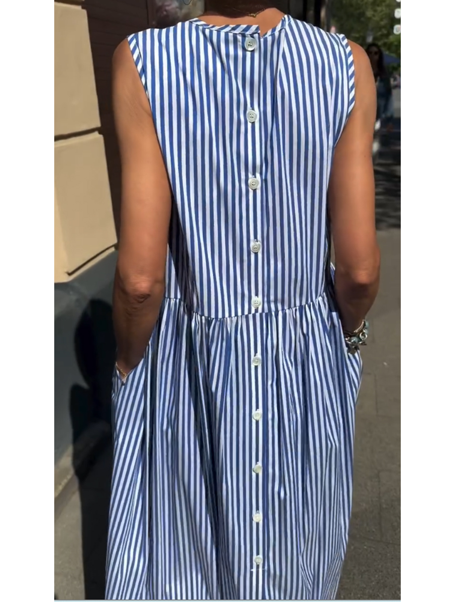 🌷🌷 Robe coton rayée, sans manches – style femme