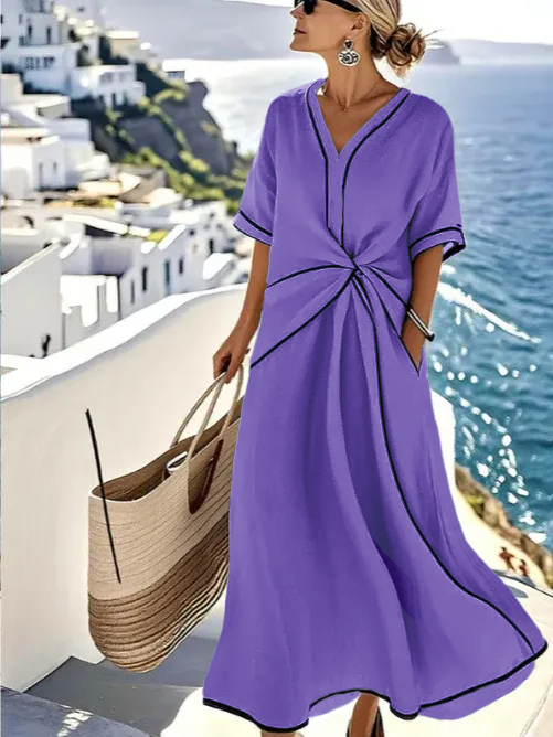 🔥 DÉSTOCKAGE – Robe encolure V, coupe tendance