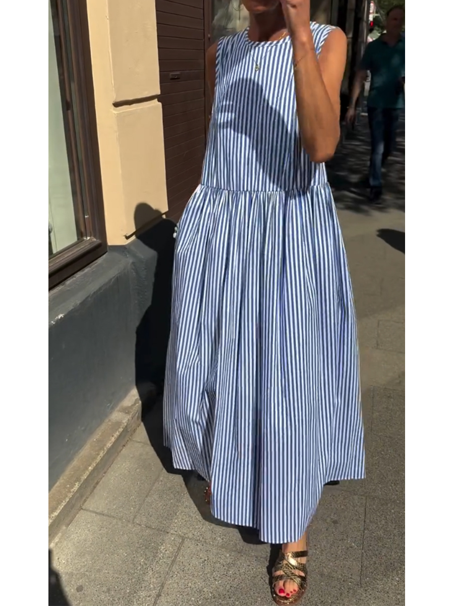 🌷🌷 Robe coton rayée, sans manches – style femme