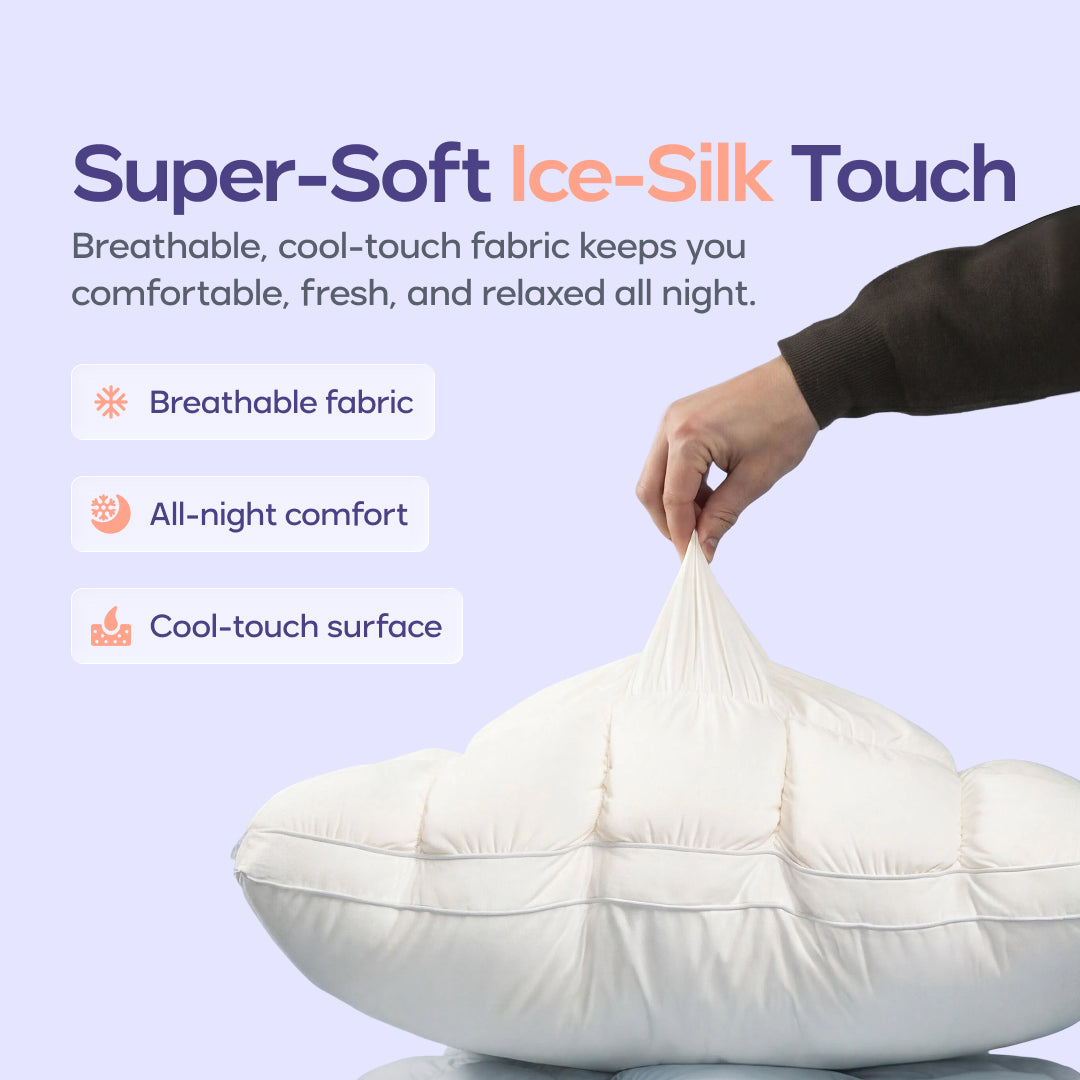 Ultra Fluffy Cooling Ice Silk Cloud Pillow Even Pressure Relief Bed Pillow