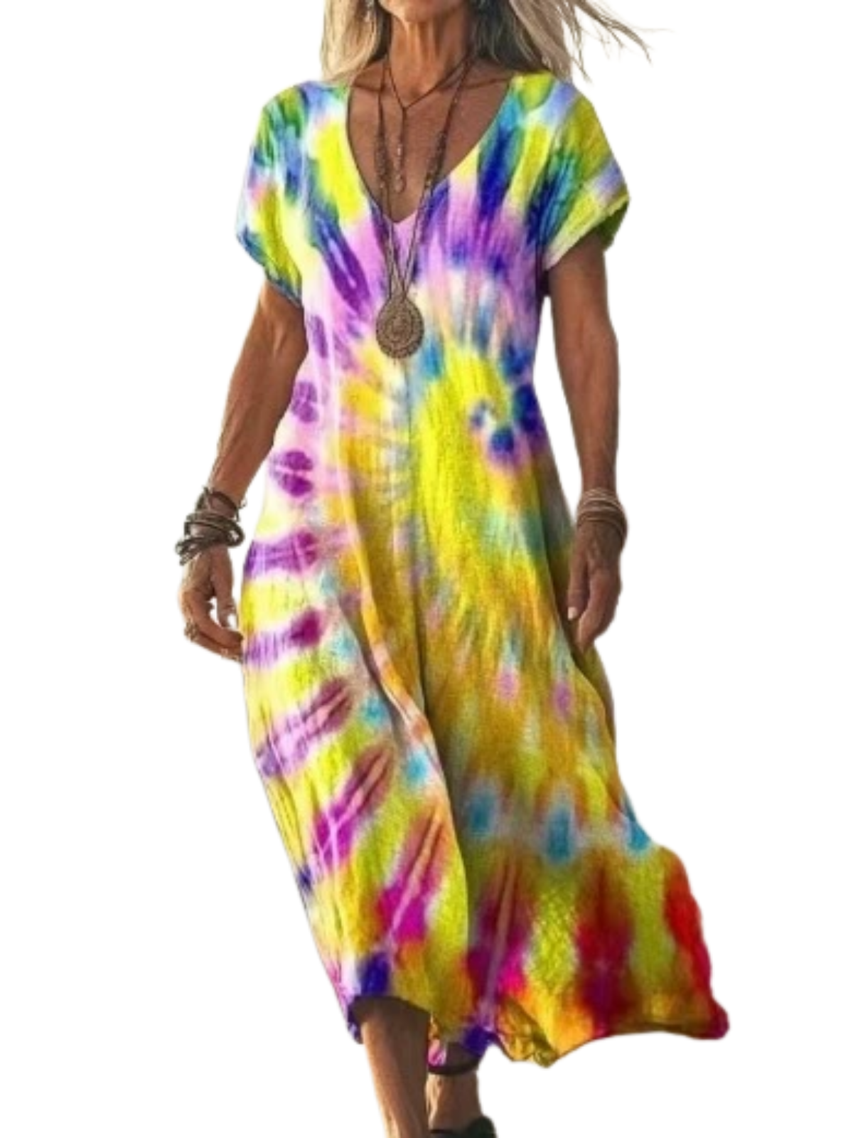 Robe décontractée femme à manches courtes, imprimé floral printanier et col V