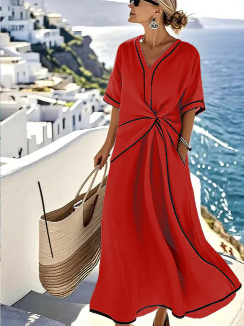🔥 DÉSTOCKAGE – Robe encolure V, coupe tendance