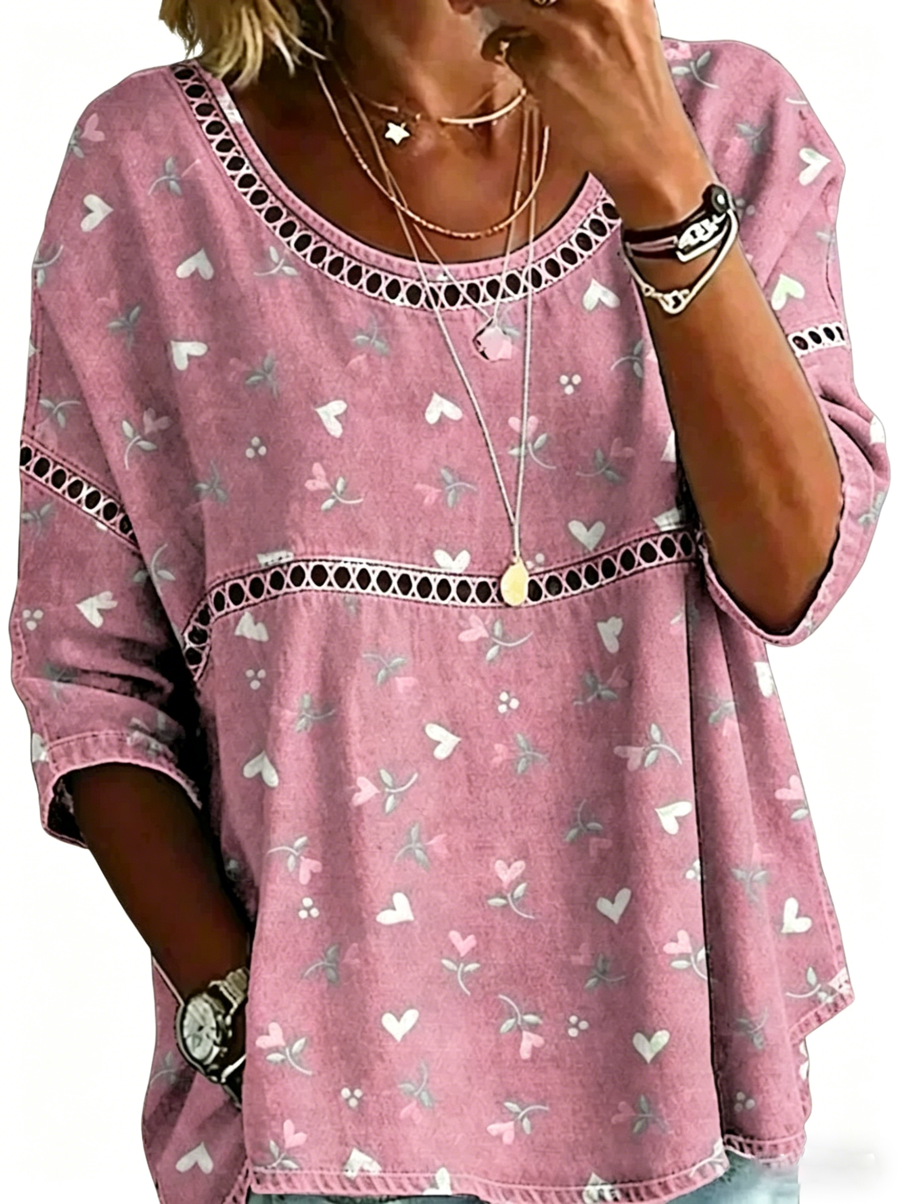 Blouse décontractée vintage pour femme, imprimé abstrait et coupe ample