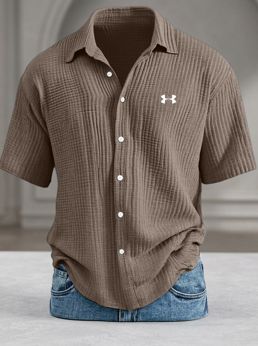 Chemise homme coupe ample – Manches courtes, coton pur, texture fraîche au toucher