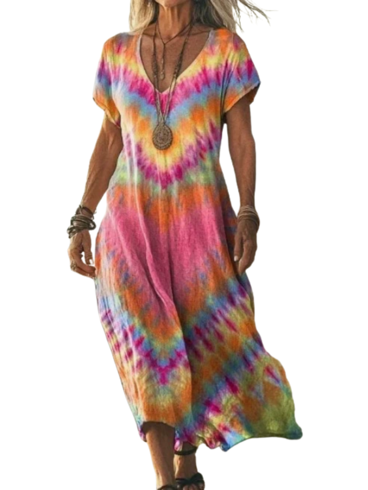 Robe décontractée femme à manches courtes, imprimé floral printanier et col V