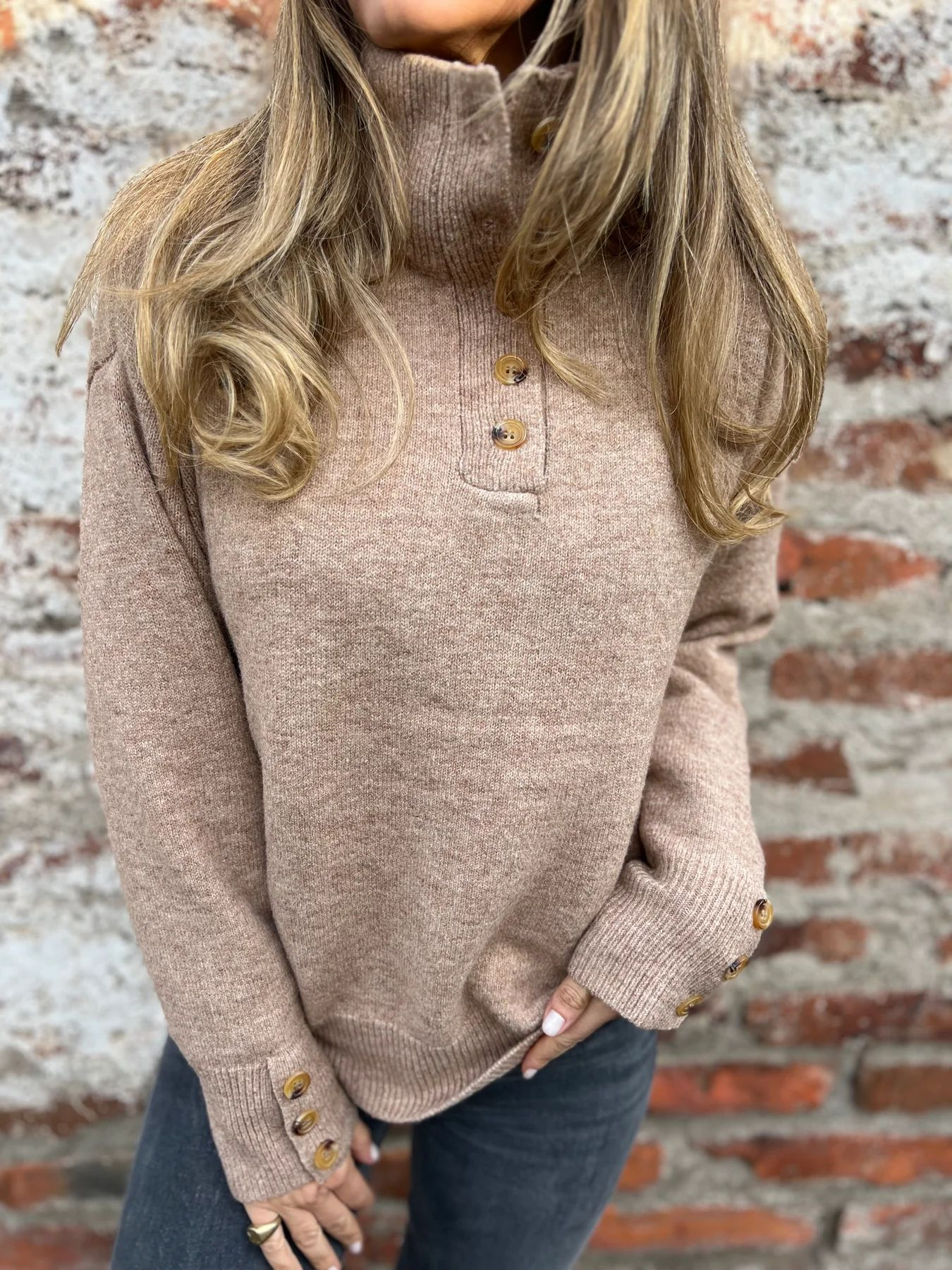 Soldes déstockage 2025 🔥 Sweat femme à col haut avec boutons design exclusif