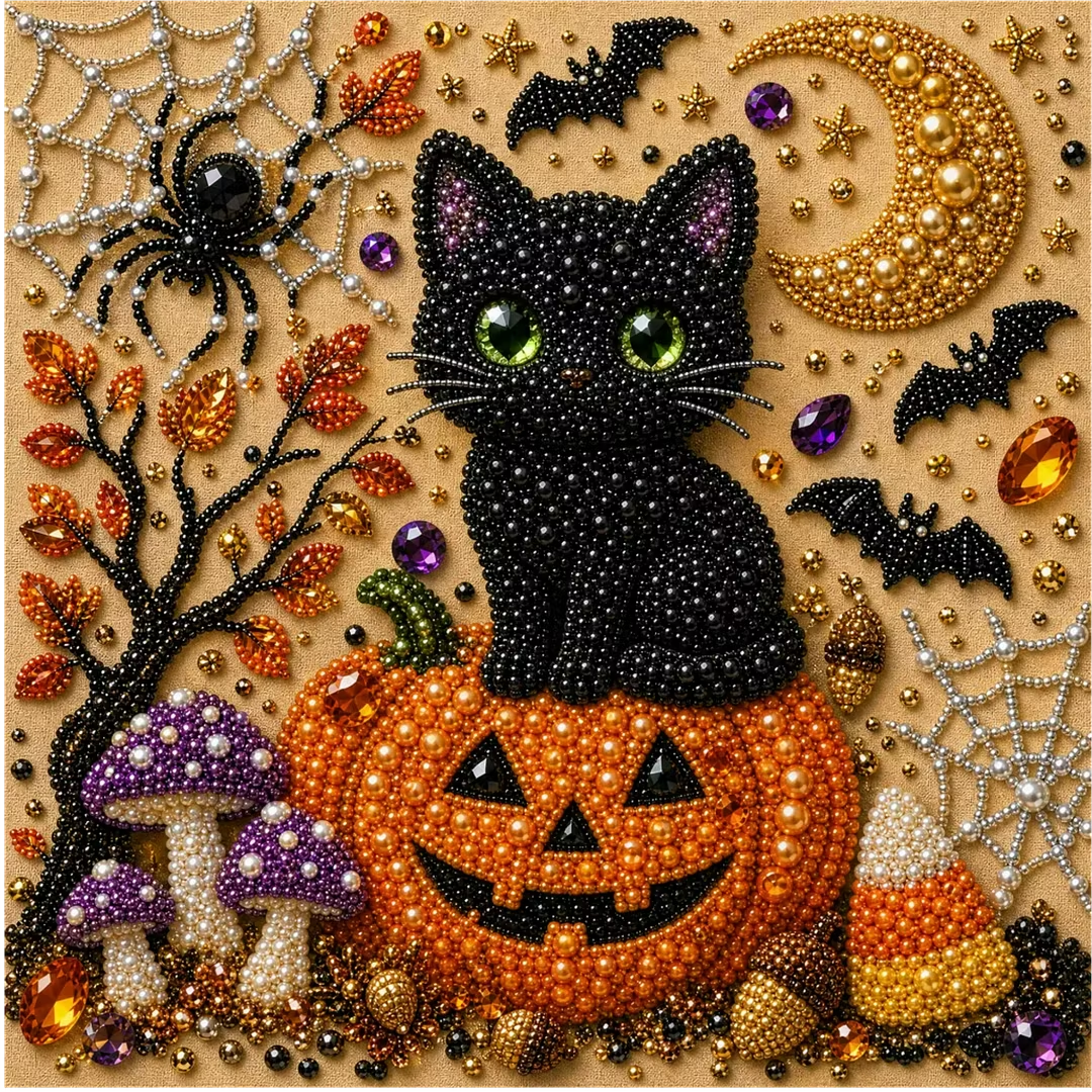 [Copy]💥 Last Day 49% OFF – 👻✨ Halloween Pearl Art DIY Kit – Turn Tiny Pearls into Spooky-Cute Magic