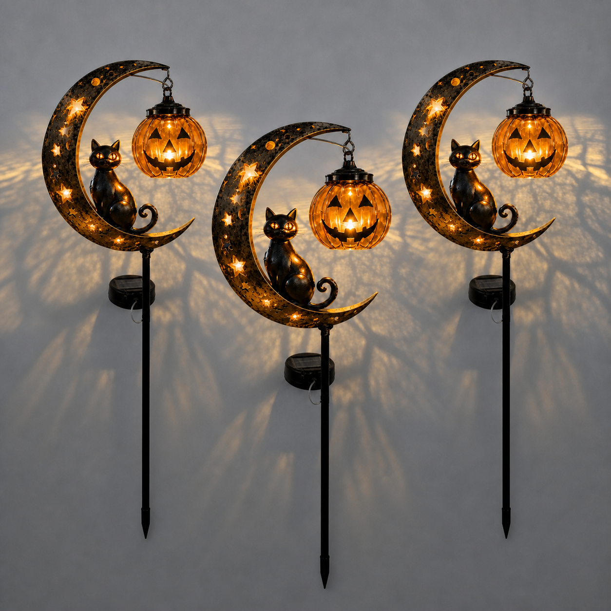🔥 55% OFF TODAY 👻 Solar Halloween Garden Stake Light with Black Cat & Pumpkin