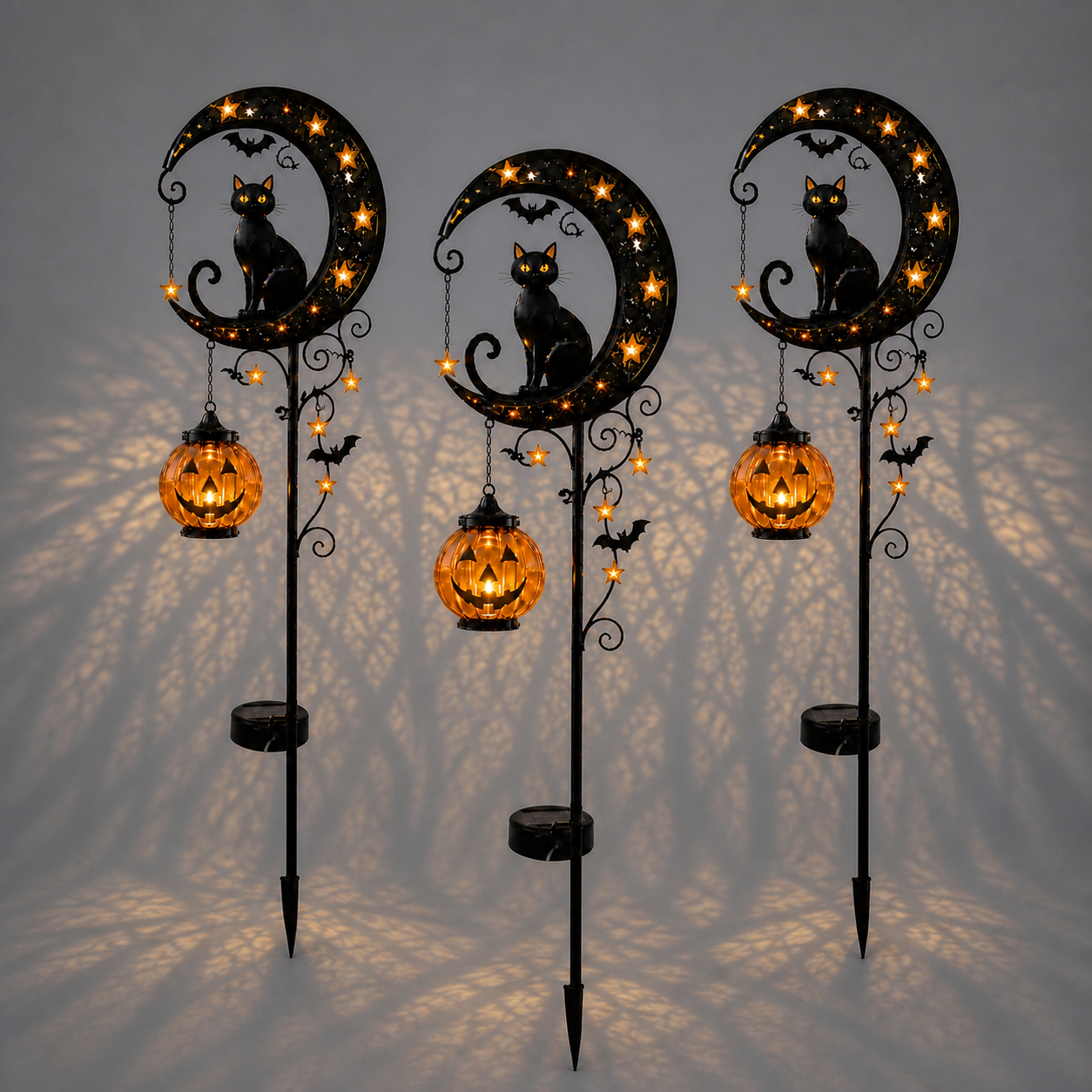 🔥 55% OFF TODAY 👻 Solar Halloween Garden Stake Light with Black Cat & Pumpkin