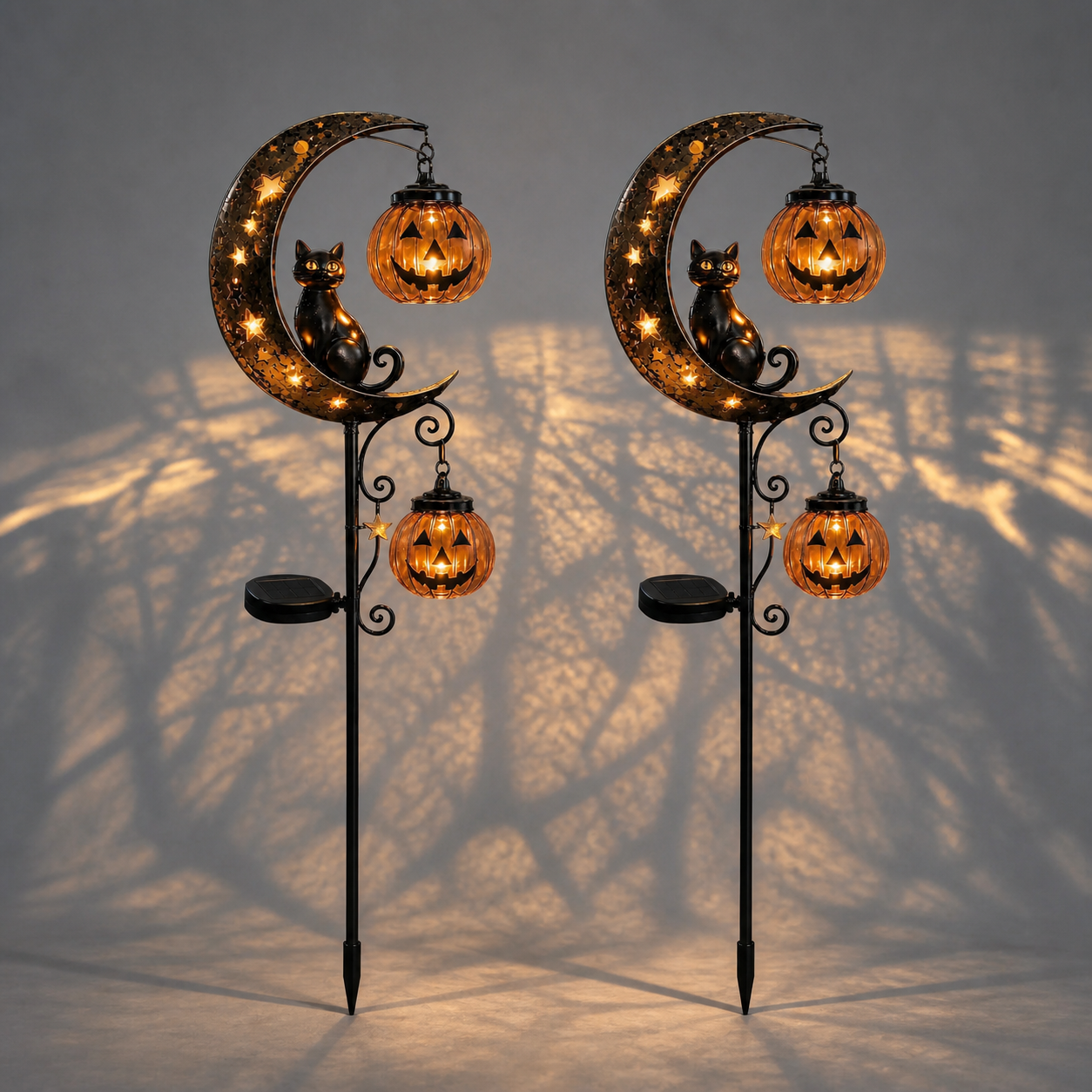 🔥 55% OFF TODAY 👻 Solar Halloween Garden Stake Light with Black Cat & Pumpkin