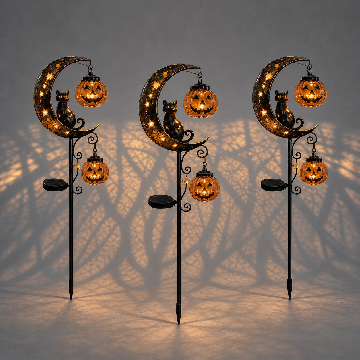 🔥 55% OFF TODAY 👻 Solar Halloween Garden Stake Light with Black Cat & Pumpkin