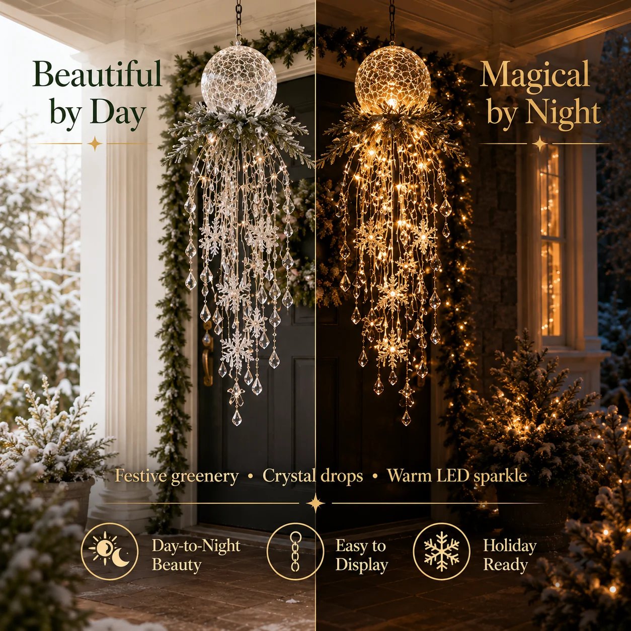 ❄️✨ Crystal Snowflake Waterfall LED Christmas Lights — Create a Magical Winter Wonderland! 🎄💡