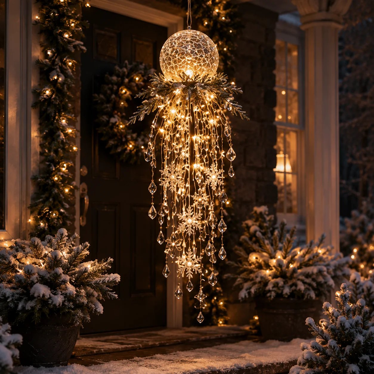 ❄️✨ Crystal Snowflake Waterfall LED Christmas Lights — Create a Magical Winter Wonderland! 🎄💡