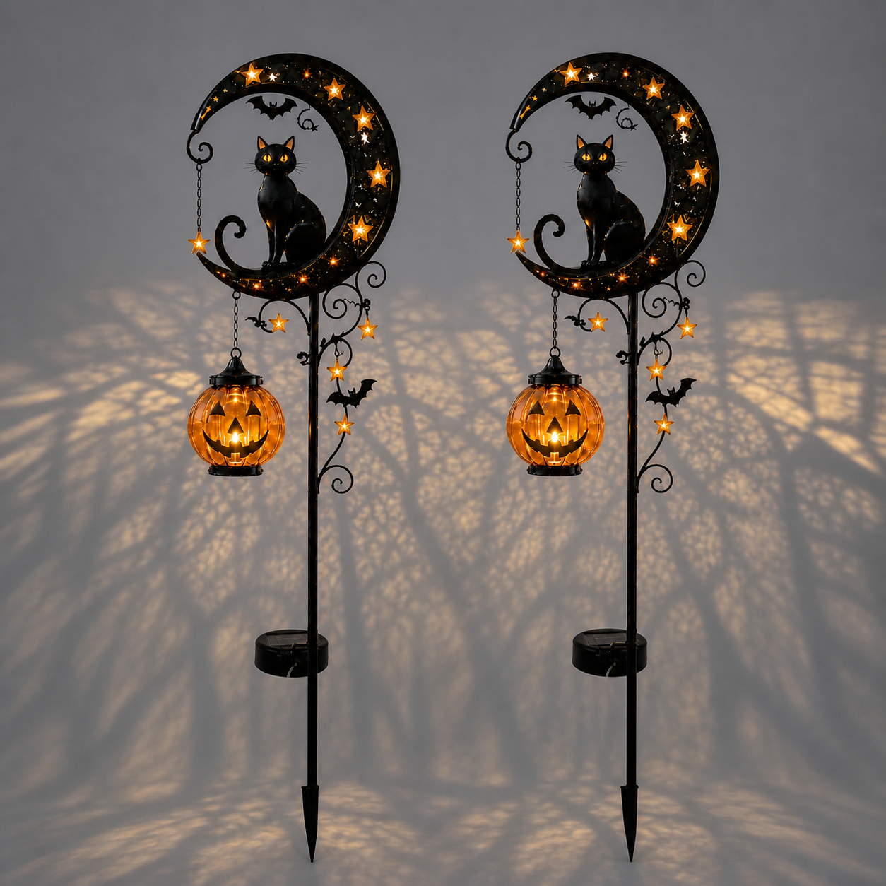 🔥 55% OFF TODAY 👻 Solar Halloween Garden Stake Light with Black Cat & Pumpkin