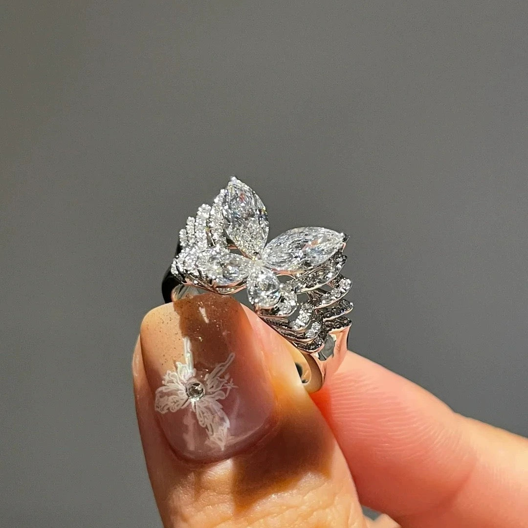 Ethereal Butterfly Ring – Celestial Wings in Diamond Radiance 🦋