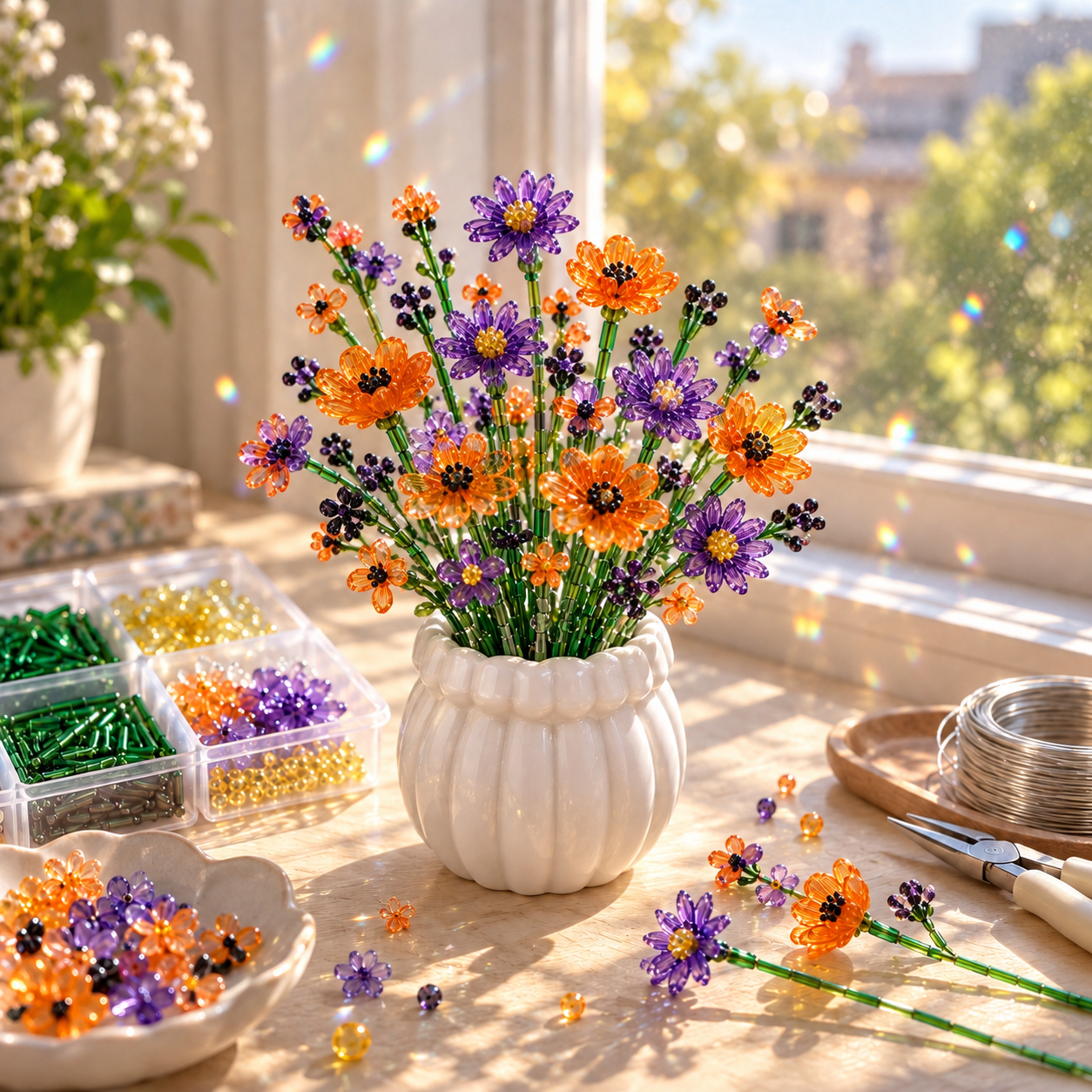 🌼✨DIY Beaded Wildflower Bouquet Kit – Handmade Crystal Flower Craft Set🌸