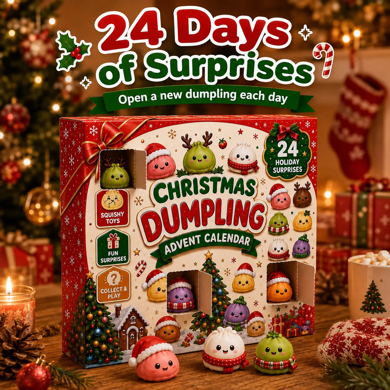 Christmas Mini Squishies Advent Calendar 2026 | 24 Days Holiday Surprise Toys