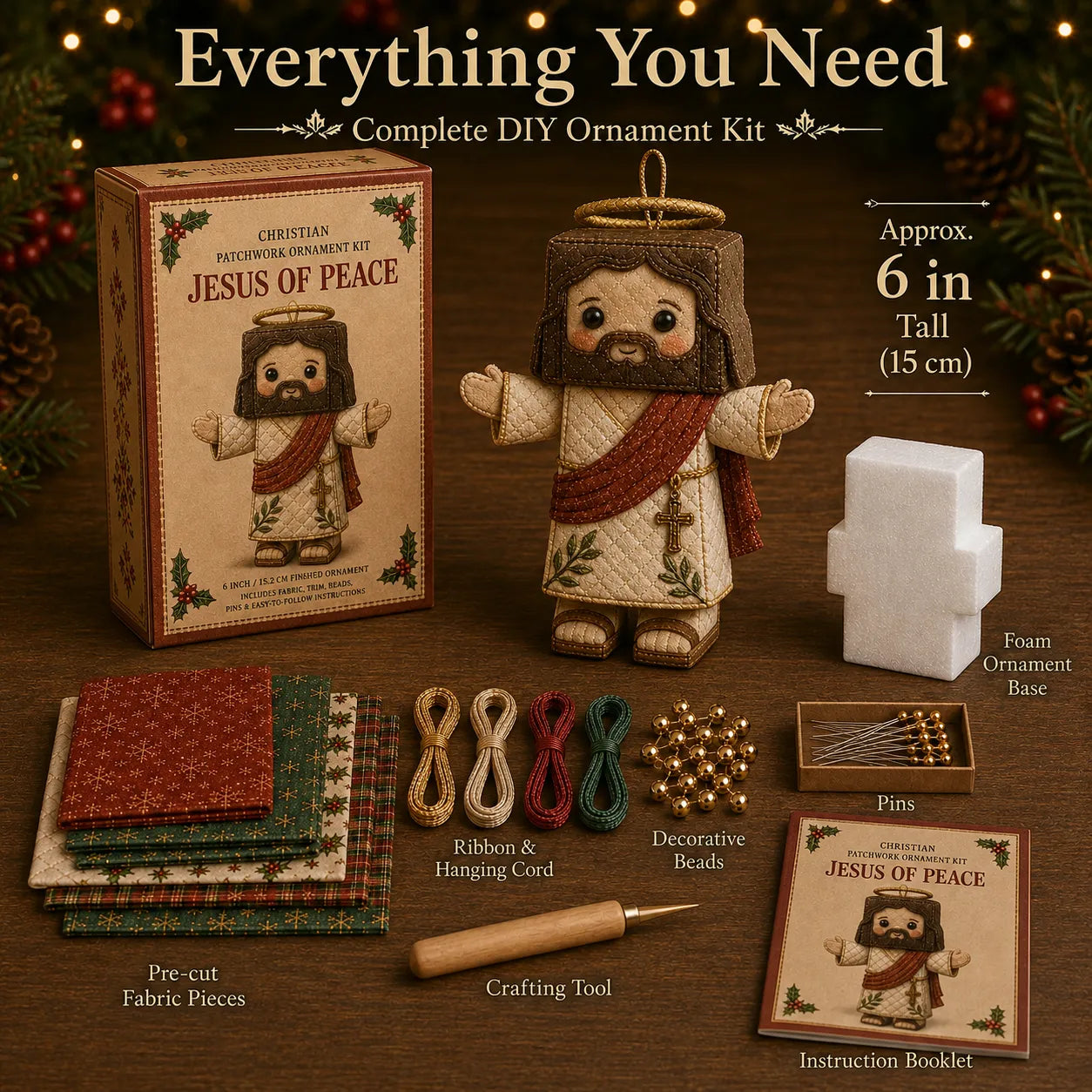 \ ✝️ Beginner-Friendly DIY Christian Block Figure Patchwork Ornament Kit Collection | Complete Kit with Pre-Cut Fabrics, Padded Ornament Form & Step-by-Step Guide Included 💕