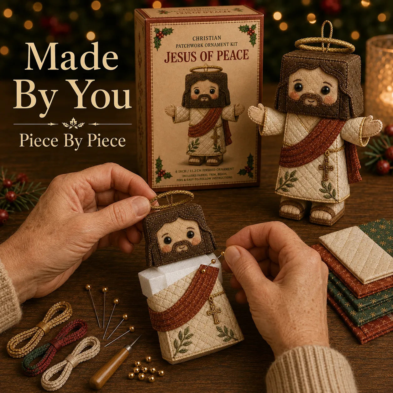 \ ✝️ Beginner-Friendly DIY Christian Block Figure Patchwork Ornament Kit Collection | Complete Kit with Pre-Cut Fabrics, Padded Ornament Form & Step-by-Step Guide Included 💕