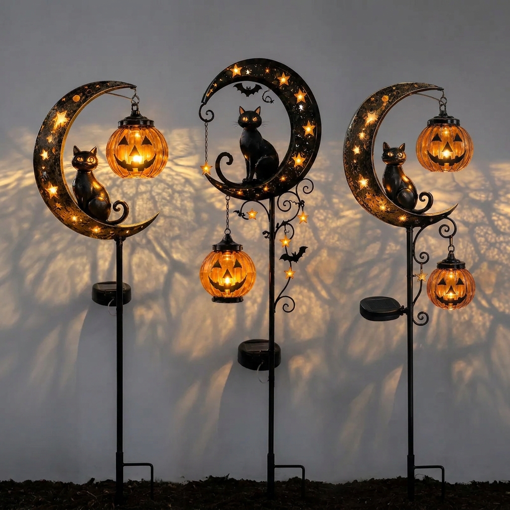 🔥 55% OFF TODAY 👻 Solar Halloween Garden Stake Light with Black Cat & Pumpkin