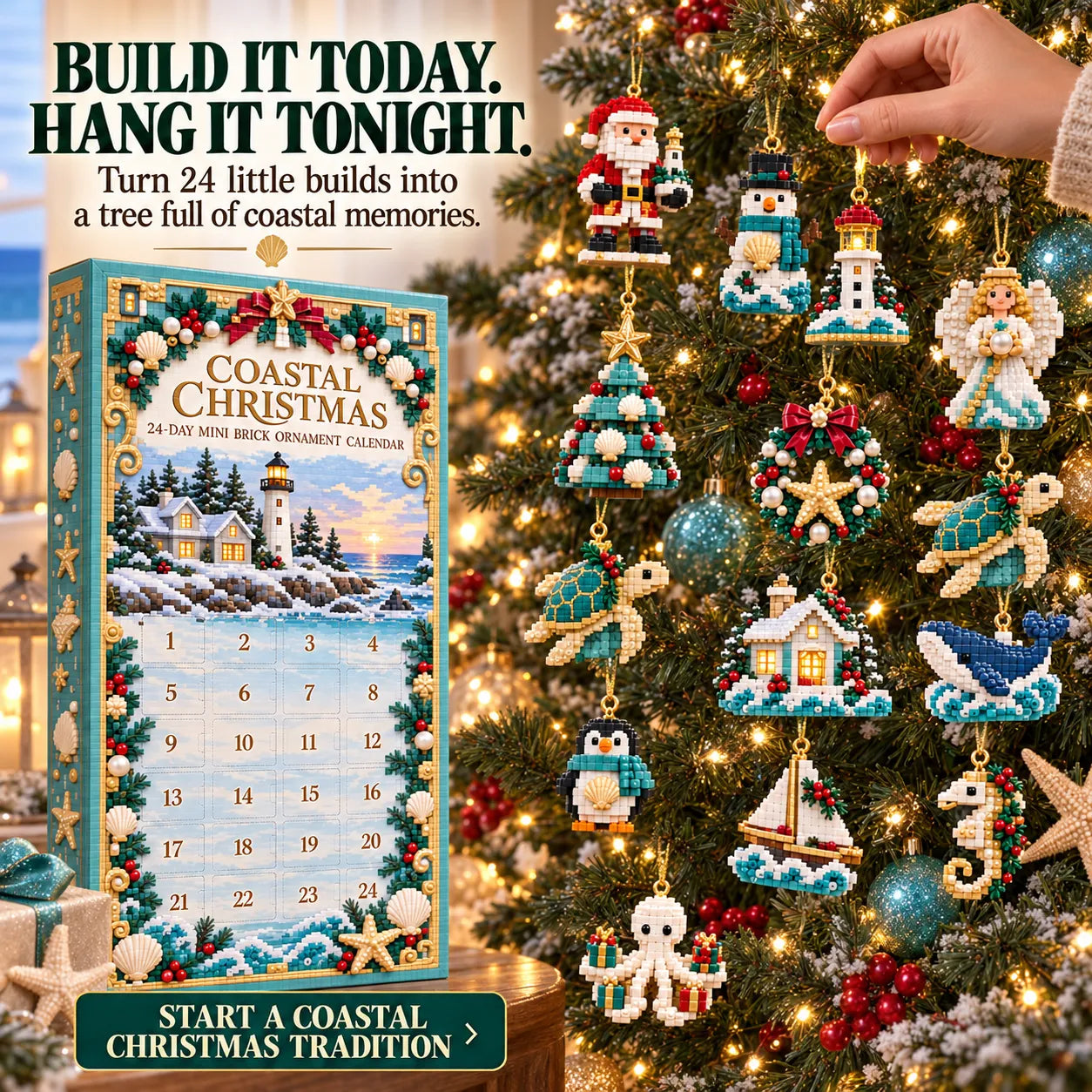 ⏳🎄 LAST CHANCE — 49% OFF! 🌊✨ Coastal Christmas 24-Day Mini Brick Ornament Advent Calendar — Countdown to Christmas Starts NOW! ⏰🎁
