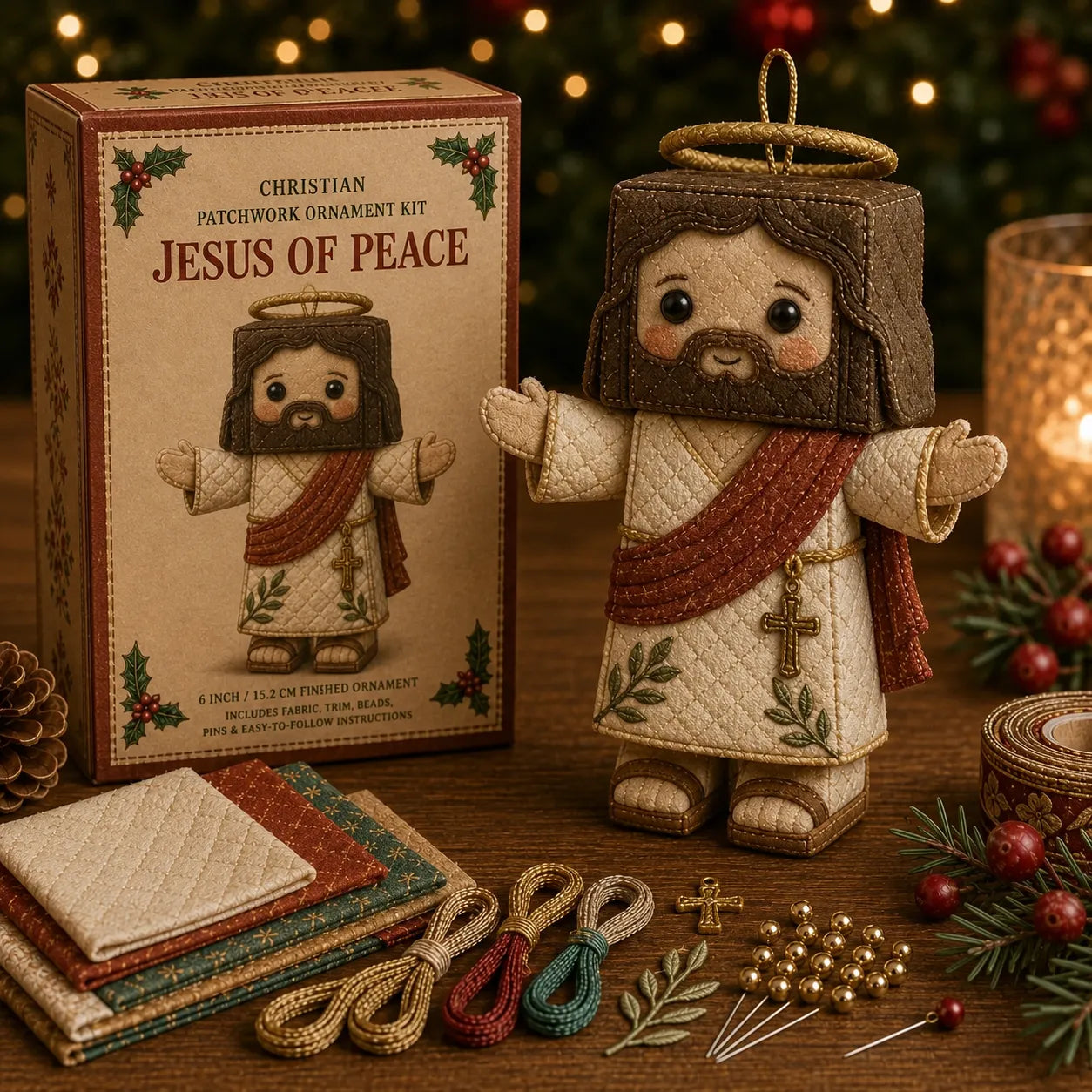 \ ✝️ Beginner-Friendly DIY Christian Block Figure Patchwork Ornament Kit Collection | Complete Kit with Pre-Cut Fabrics, Padded Ornament Form & Step-by-Step Guide Included 💕