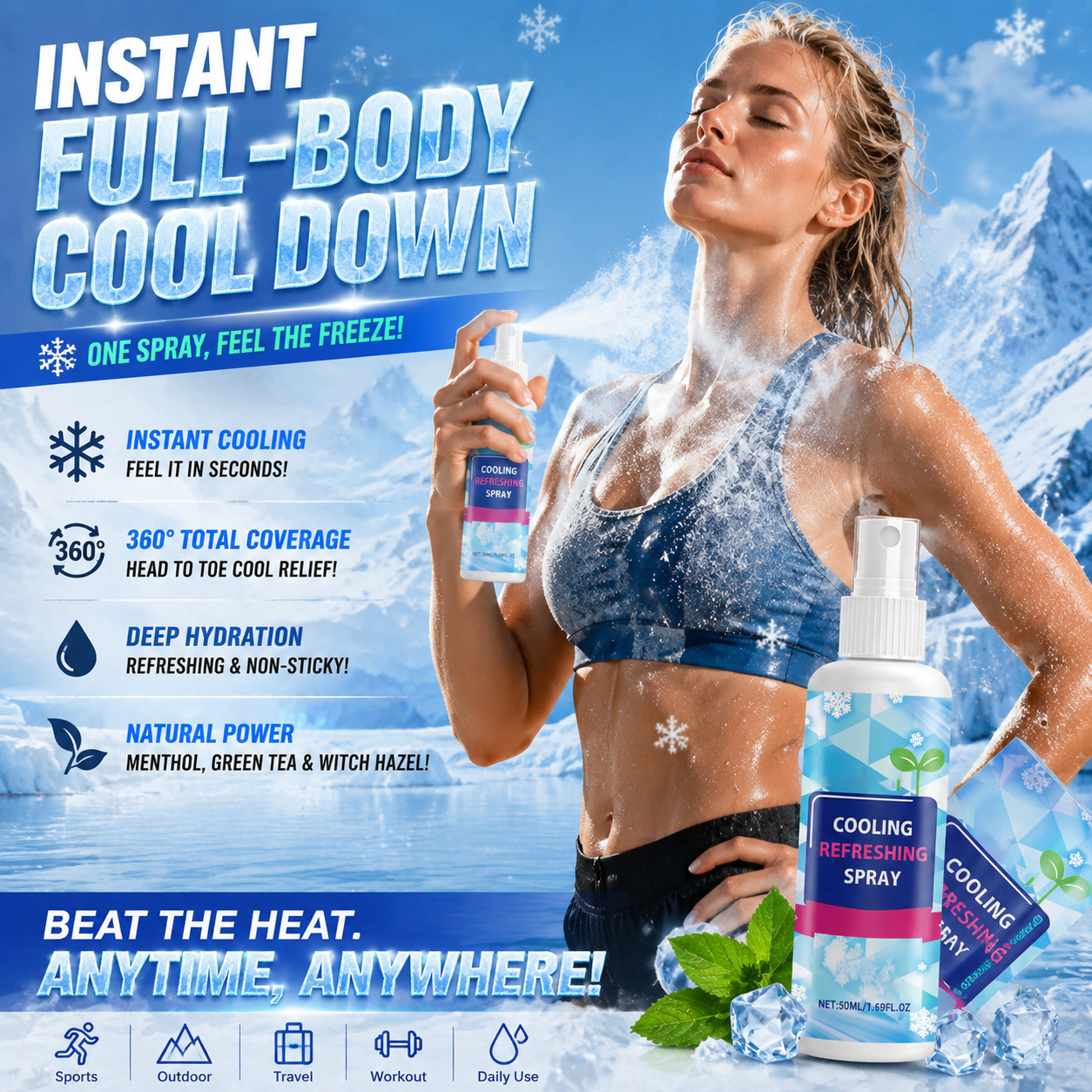 Instant Cooling Menthol Fabric Spray – Summer Refresh ❄️