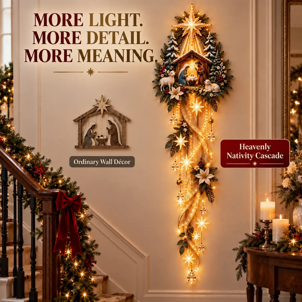 ⏳ Last Day 59% OFF✝️ Nativity Starfall Wall Light | Warm Golden Bethlehem Glow for Christmas Walls & Faith-Filled Homes 🎁