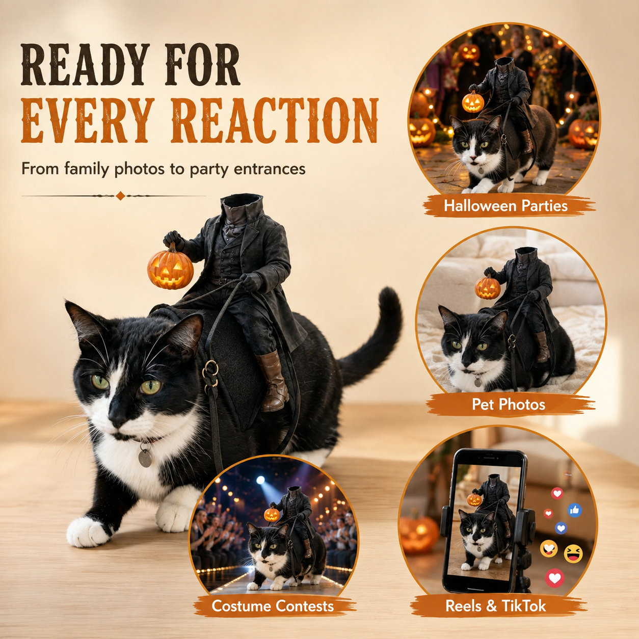 😺The Headless Horseman Ride Pet Costume🎃