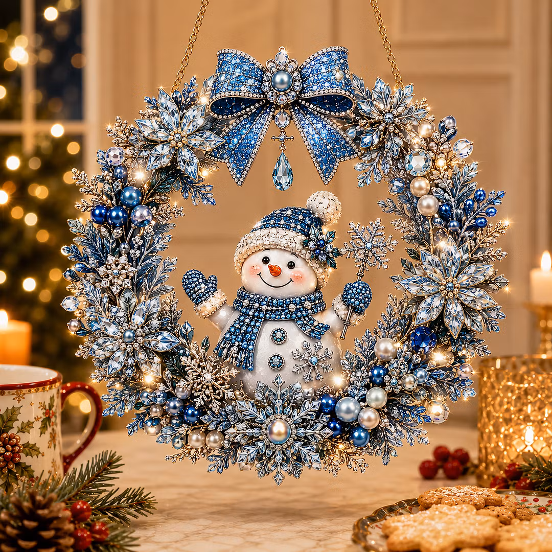 DIY Xmas Pearl Art Diamond Painting Acrylic Wreath Pendant