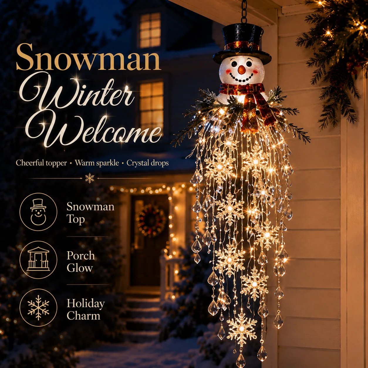 ❄️✨ Crystal Snowflake Waterfall LED Christmas Lights — Create a Magical Winter Wonderland! 🎄💡