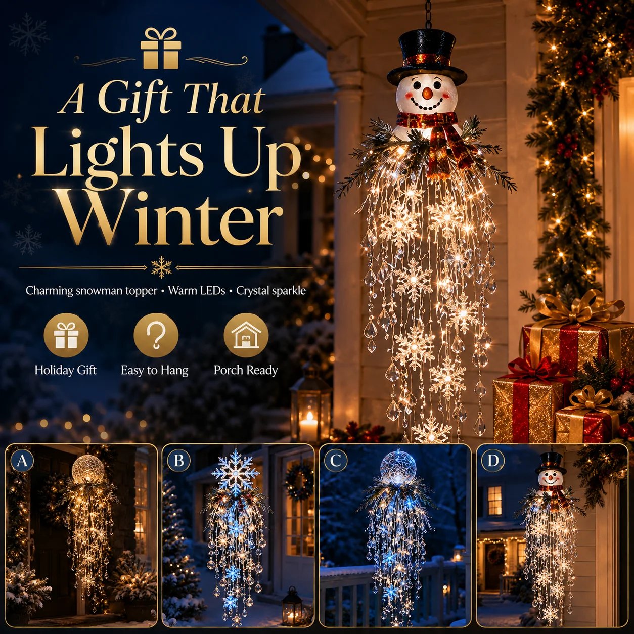 ❄️✨ Crystal Snowflake Waterfall LED Christmas Lights — Create a Magical Winter Wonderland! 🎄💡