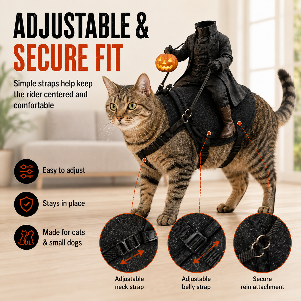 😺The Headless Horseman Ride Pet Costume🎃