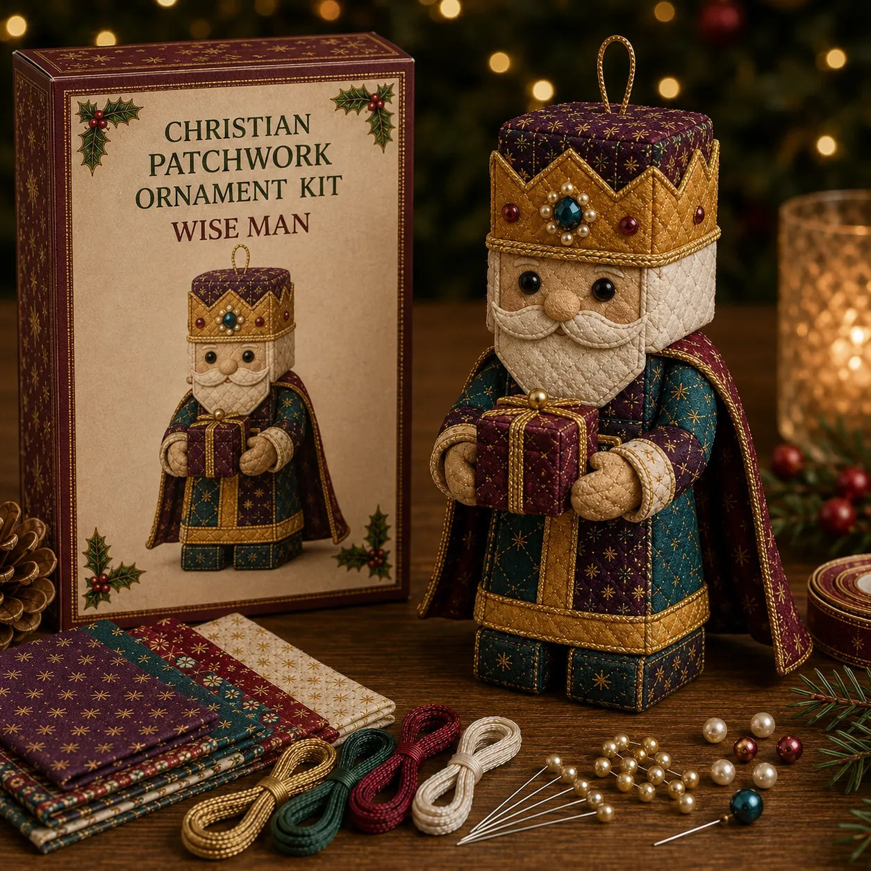 \ ✝️ Beginner-Friendly DIY Christian Block Figure Patchwork Ornament Kit Collection | Complete Kit with Pre-Cut Fabrics, Padded Ornament Form & Step-by-Step Guide Included 💕