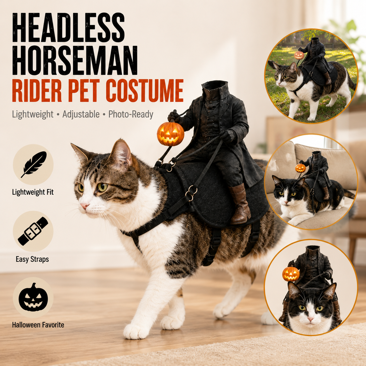 😺The Headless Horseman Ride Pet Costume🎃