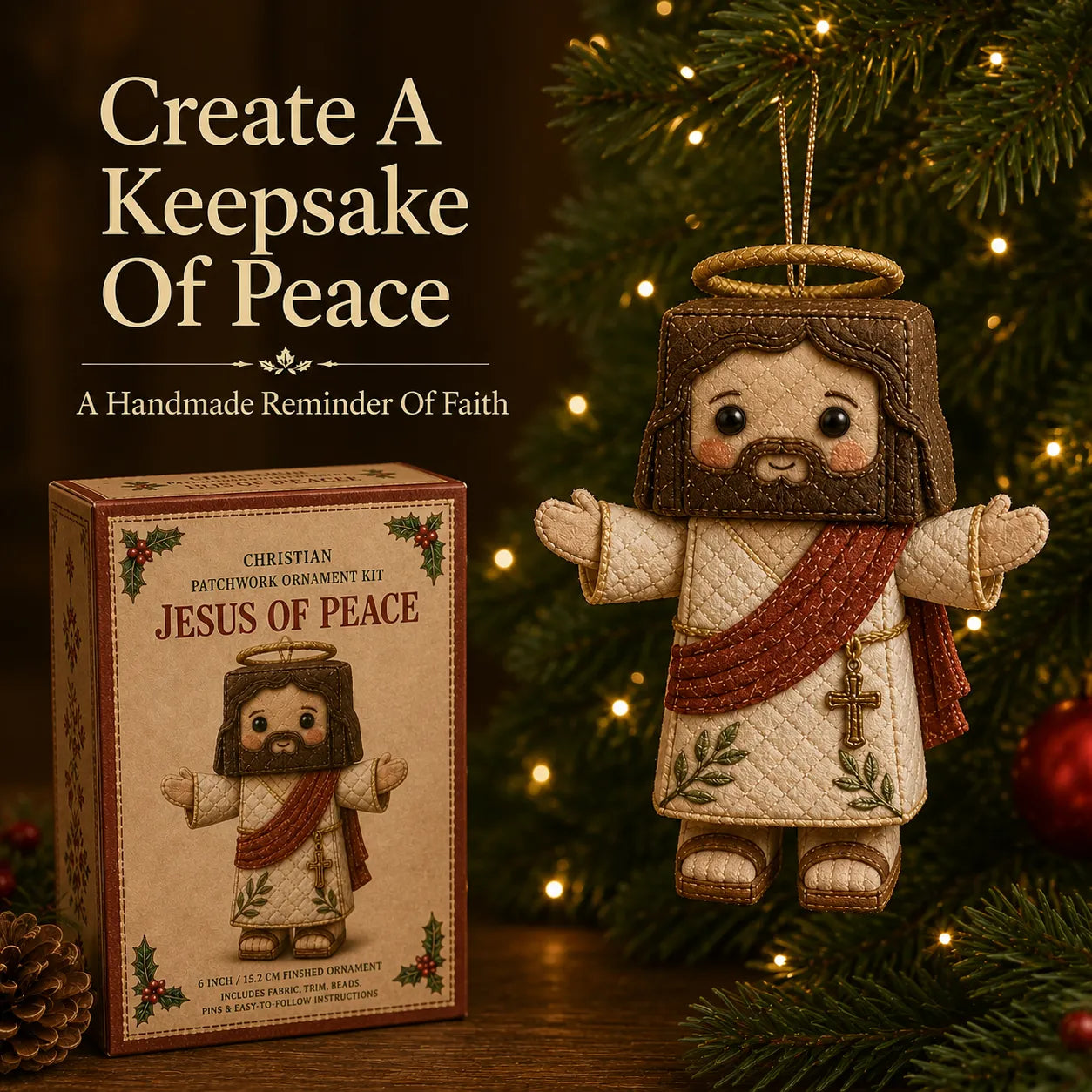 \ ✝️ Beginner-Friendly DIY Christian Block Figure Patchwork Ornament Kit Collection | Complete Kit with Pre-Cut Fabrics, Padded Ornament Form & Step-by-Step Guide Included 💕