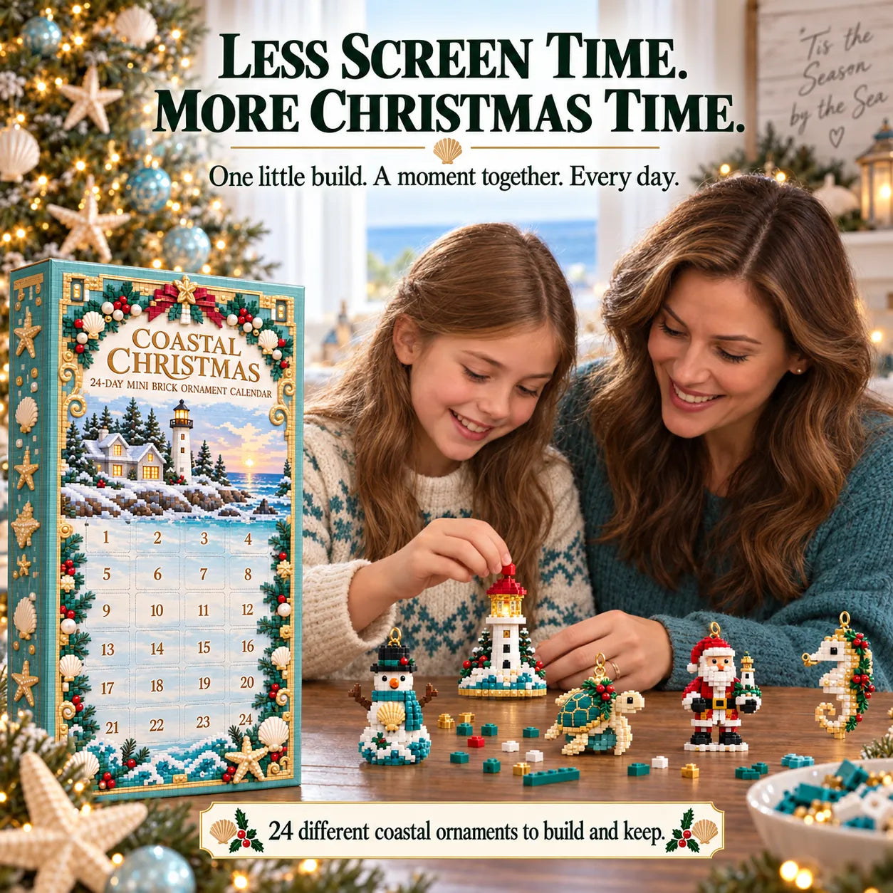 ⏳🎄 LAST CHANCE — 49% OFF! 🌊✨ Coastal Christmas 24-Day Mini Brick Ornament Advent Calendar — Countdown to Christmas Starts NOW! ⏰🎁