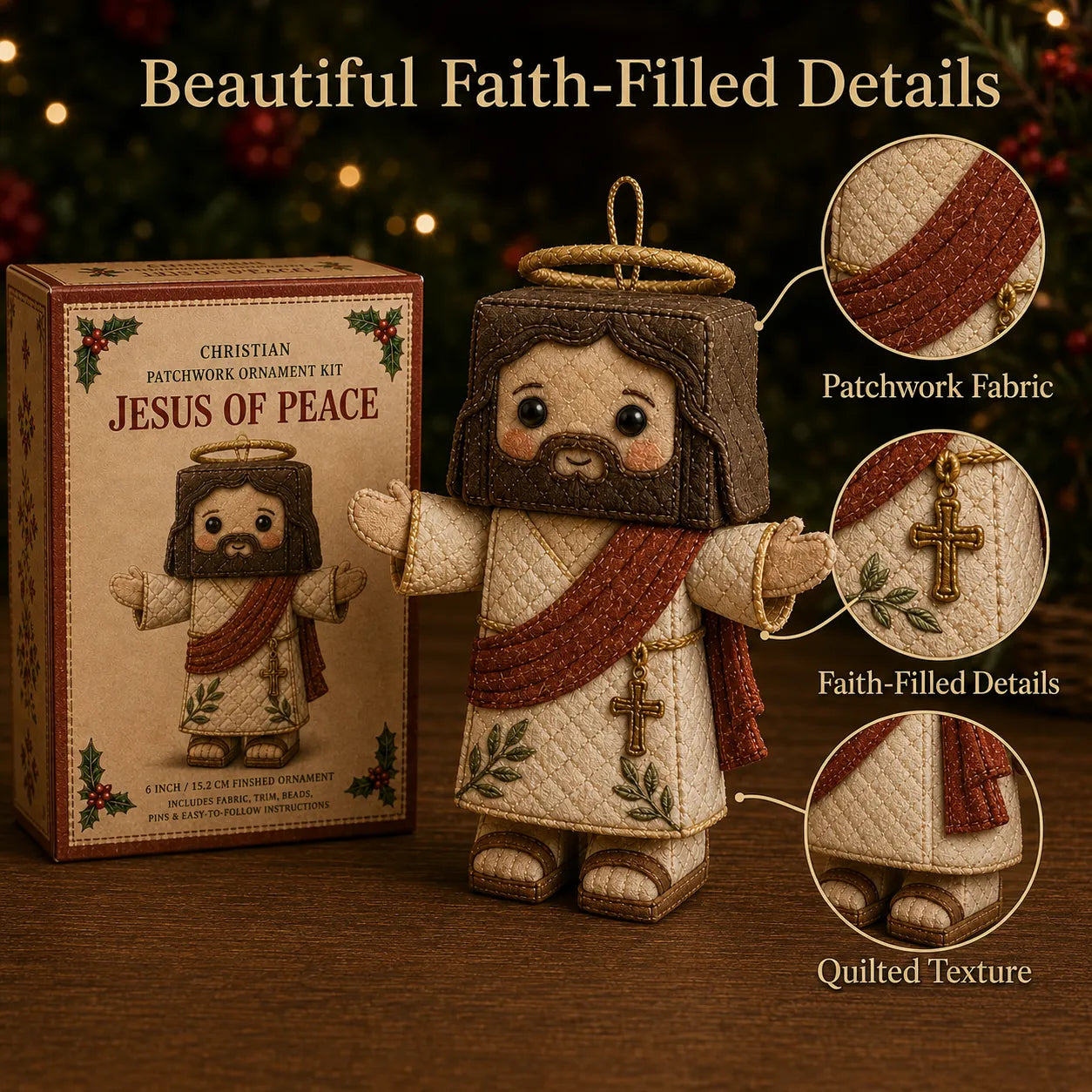 \ ✝️ Beginner-Friendly DIY Christian Block Figure Patchwork Ornament Kit Collection | Complete Kit with Pre-Cut Fabrics, Padded Ornament Form & Step-by-Step Guide Included 💕