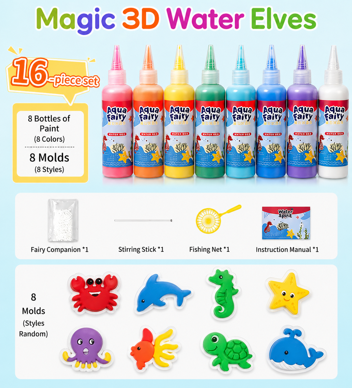 Magic Water Elf Mold DIY Aqua Fairy Gel Toy Set