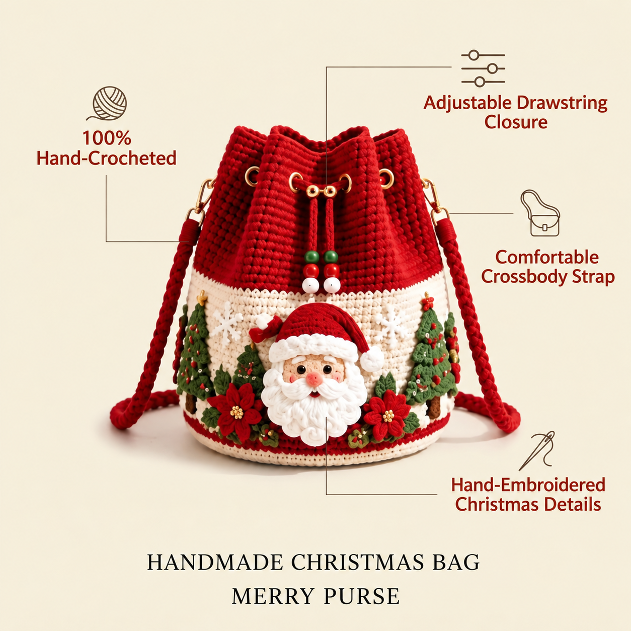 Hand-Knitted Christmas Bag