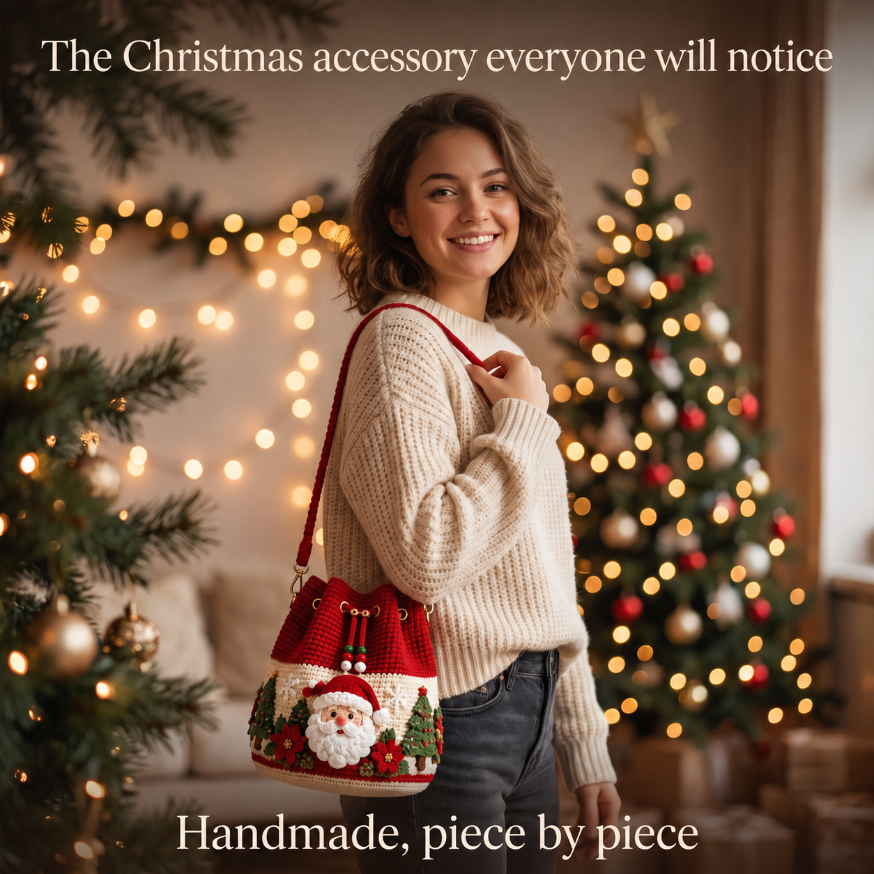 Hand-Knitted Christmas Bag
