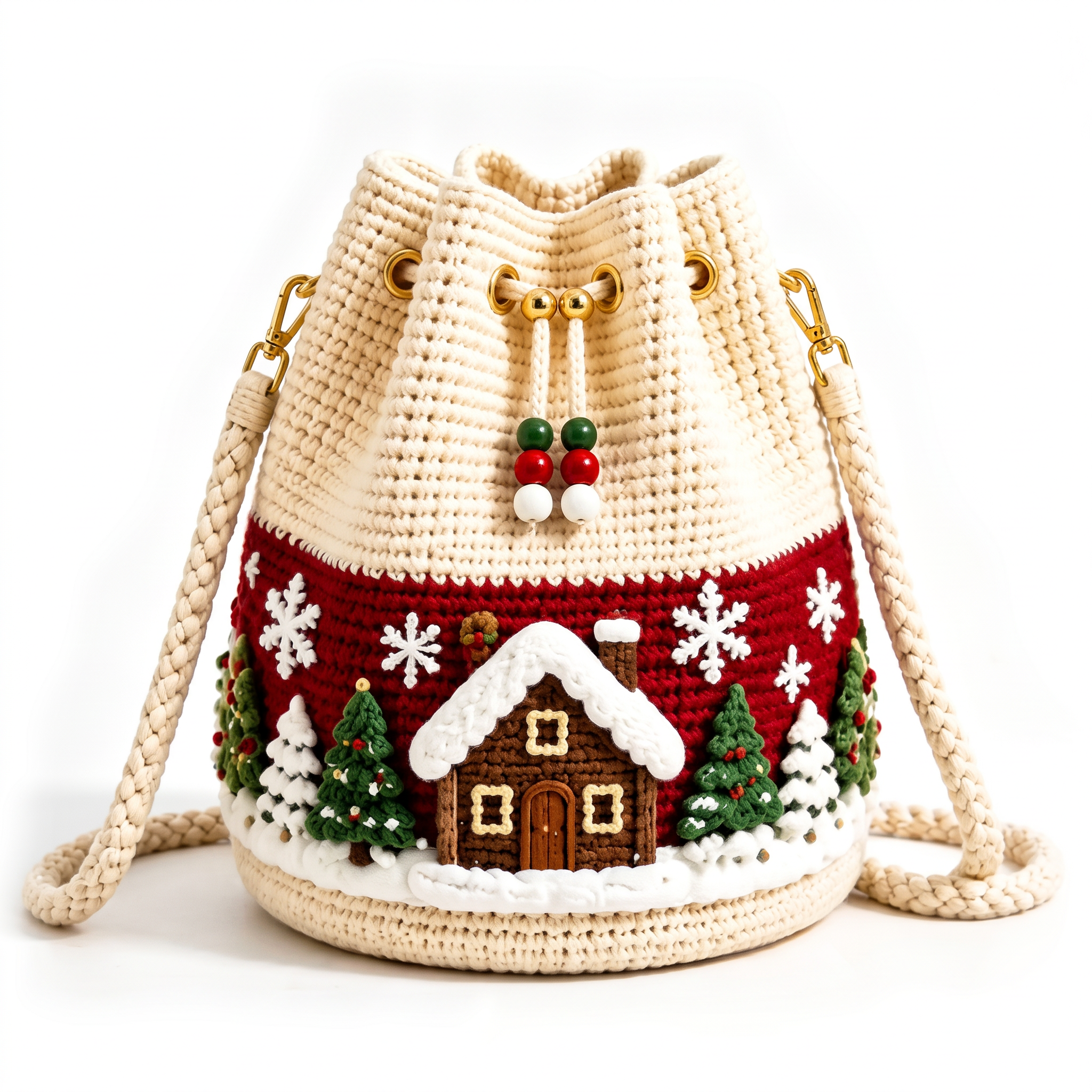Hand-Knitted Christmas Bag