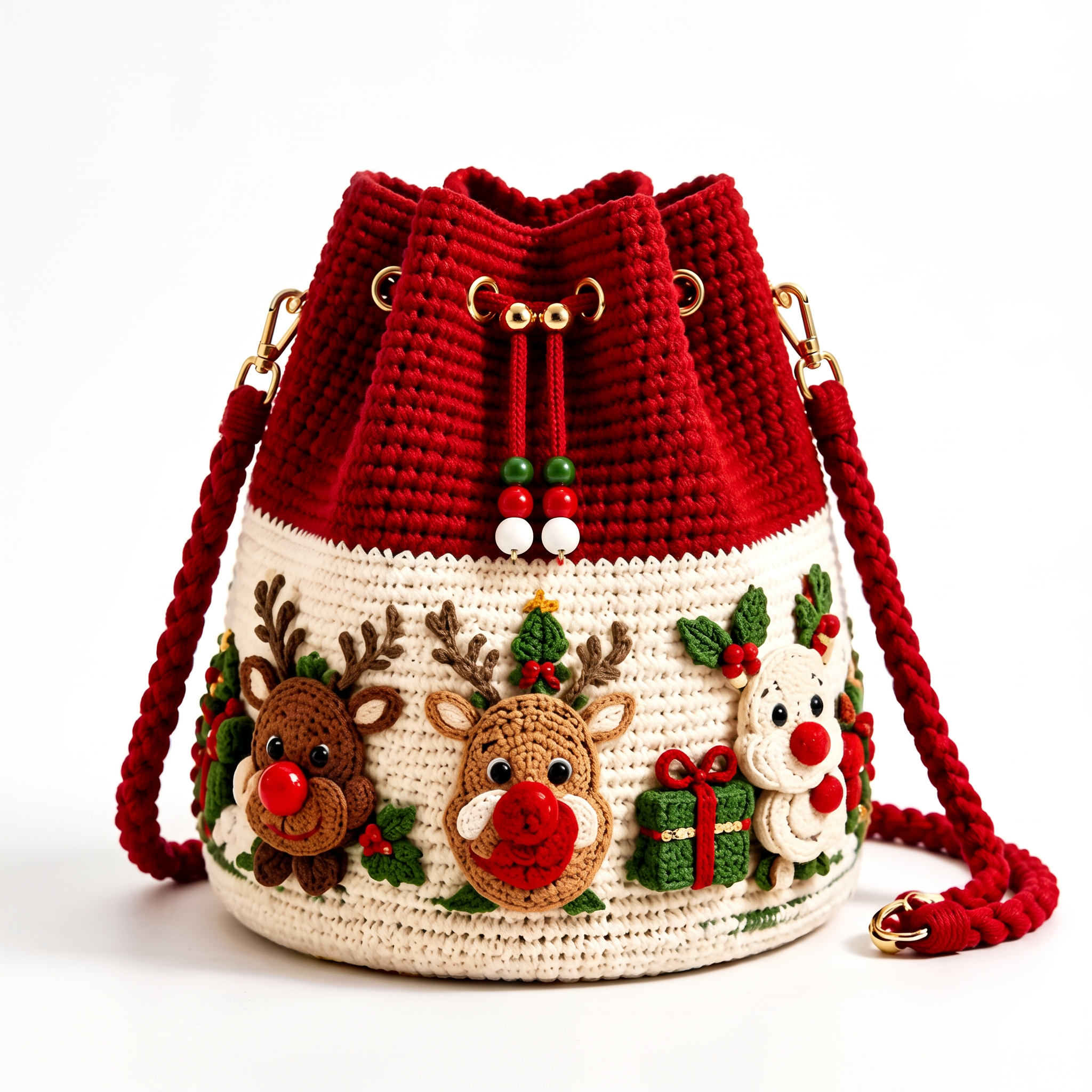 Hand-Knitted Christmas Bag