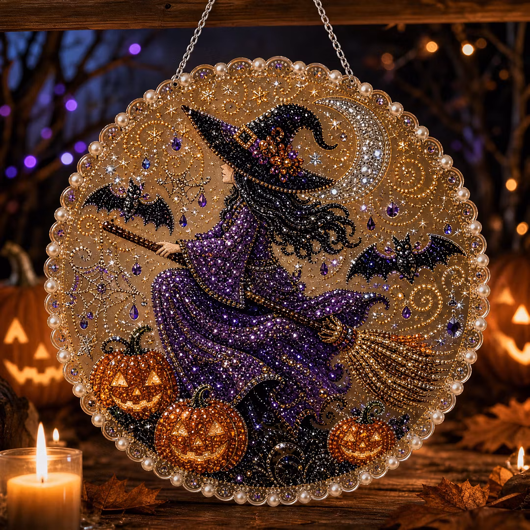 DIY Halloween Diamond Painting Pearls Painting Pendant