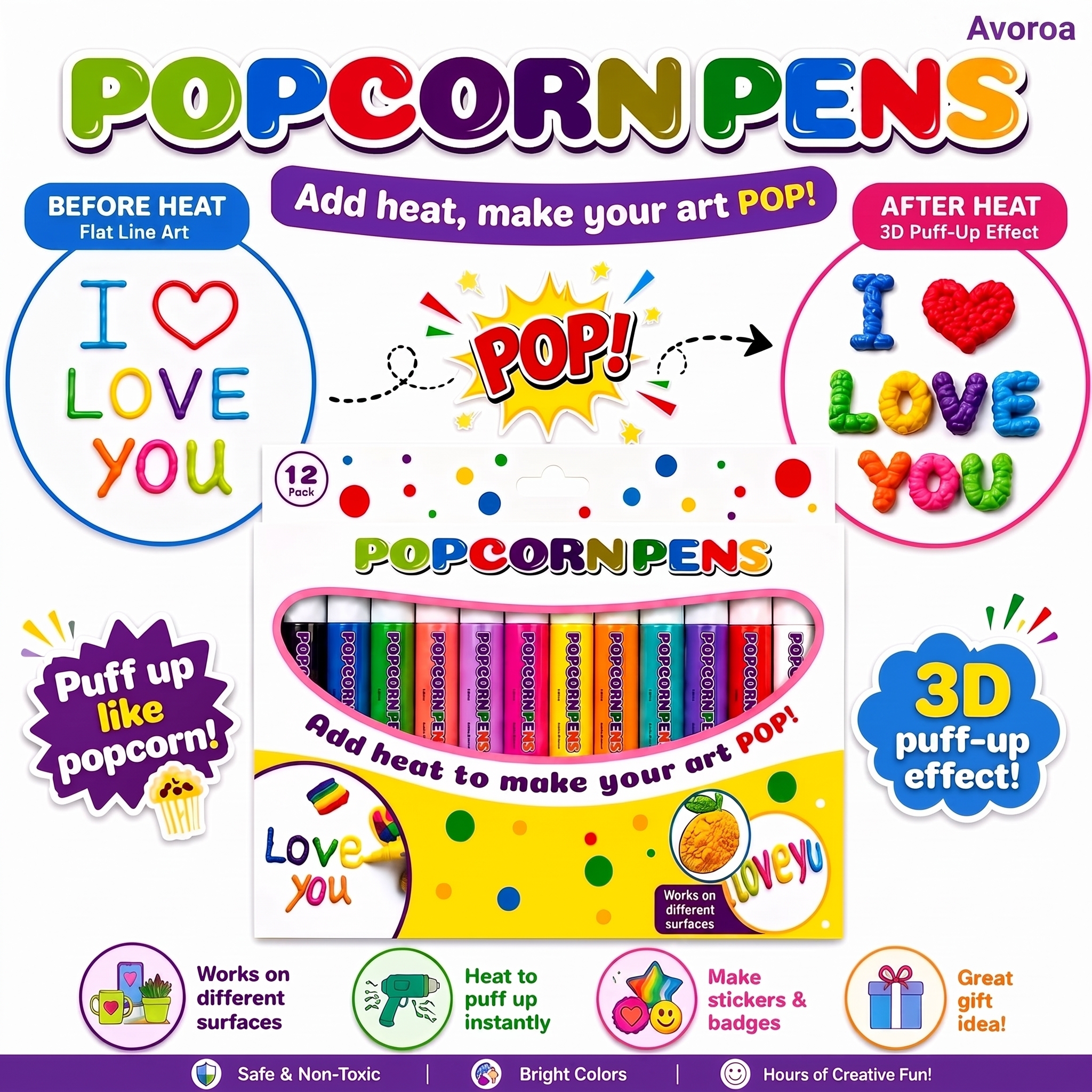 Avoroa Popcorn Pens before-and-after heat effect