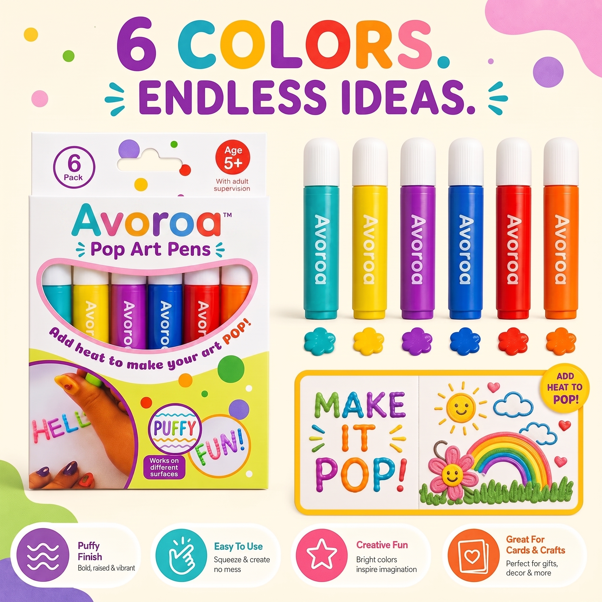 Avoroa Pop Art Pens 6-color set and creative project ideas