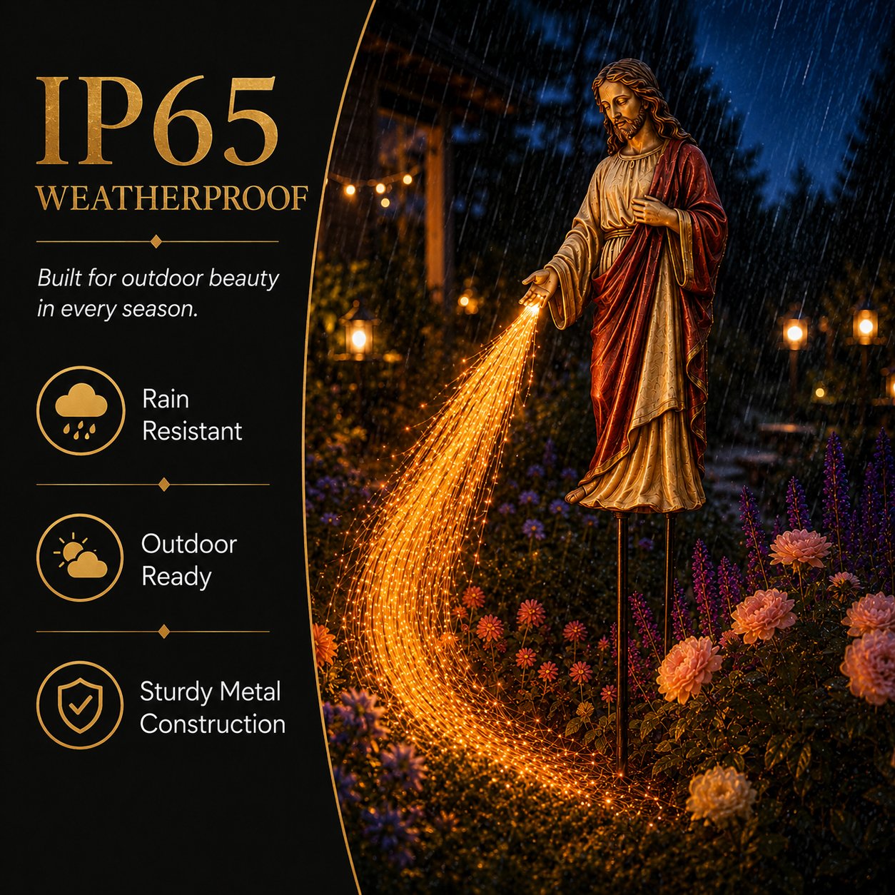 ✝️ Solar Jesus Fiber Optic Garden Light ✨ | Faith-Inspired Outdoor Decor