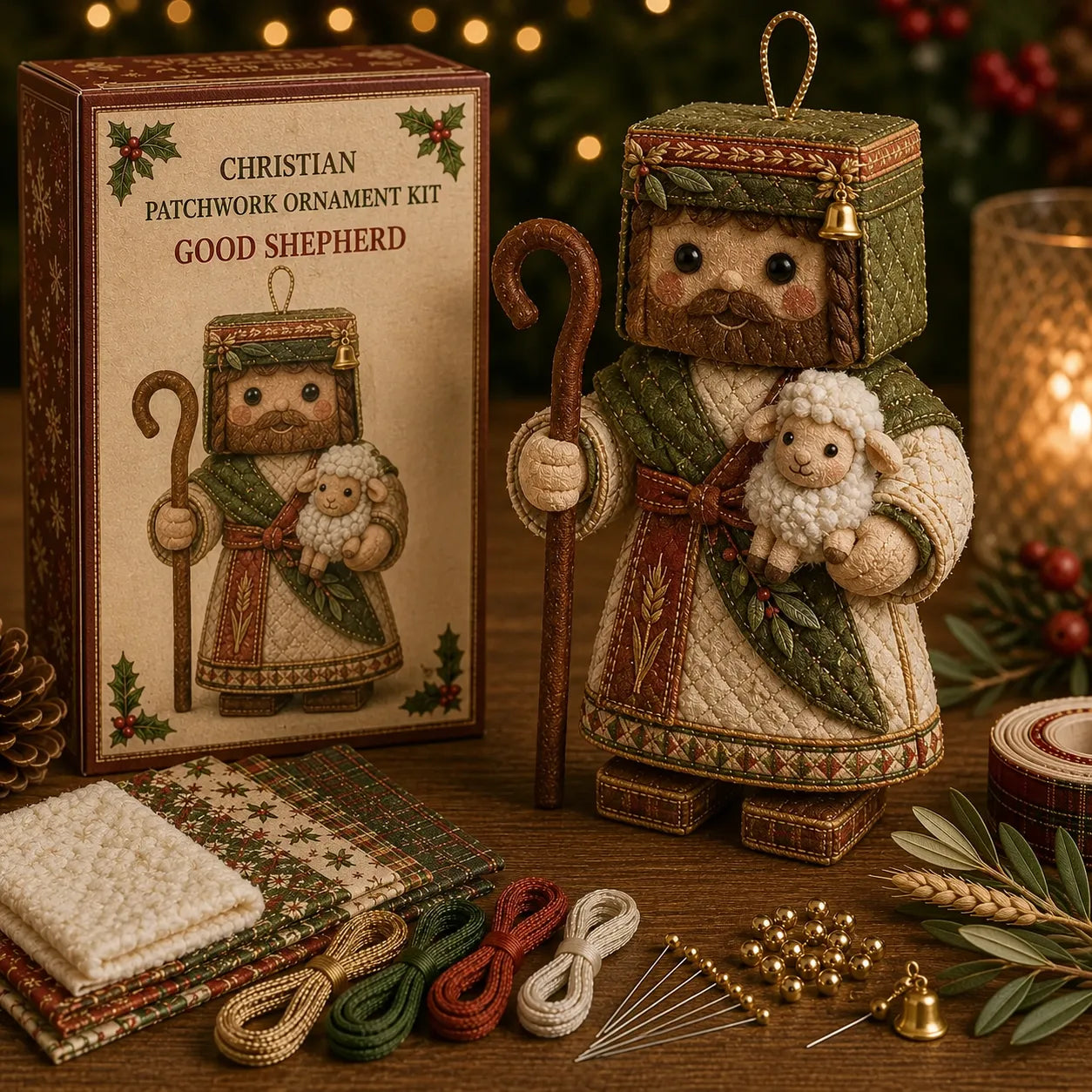 \ ✝️ Beginner-Friendly DIY Christian Block Figure Patchwork Ornament Kit Collection | Complete Kit with Pre-Cut Fabrics, Padded Ornament Form & Step-by-Step Guide Included 💕